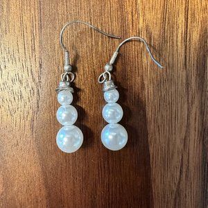 Faux Pearl Snowmen Drop Earrings